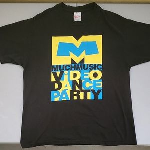 MuchMusic Video Dance Party Vintage Retro Black T-shirt XL Cotton Distressed